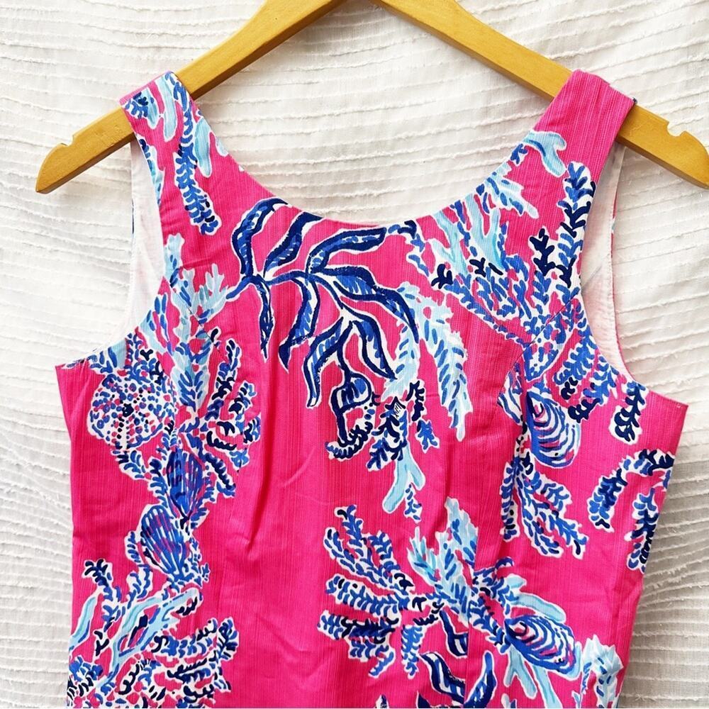 Lilly Pulitzer Shift Dress sz 2 Pink Blue Coral Dress Cathy Pink Samba Coral - Picture 7 of 7
